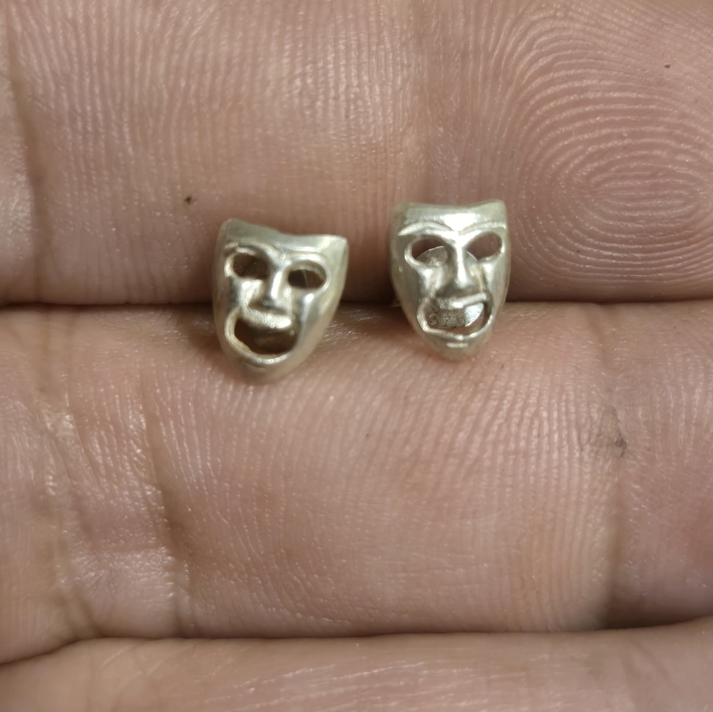 Sterlinh Silver Comedy Tragedy Mask Earrings
